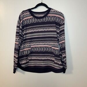 Cuddl Duds Fleecewear‎ Stretch Long Sleeve Shirt Size M Fair Isle Black Pockets